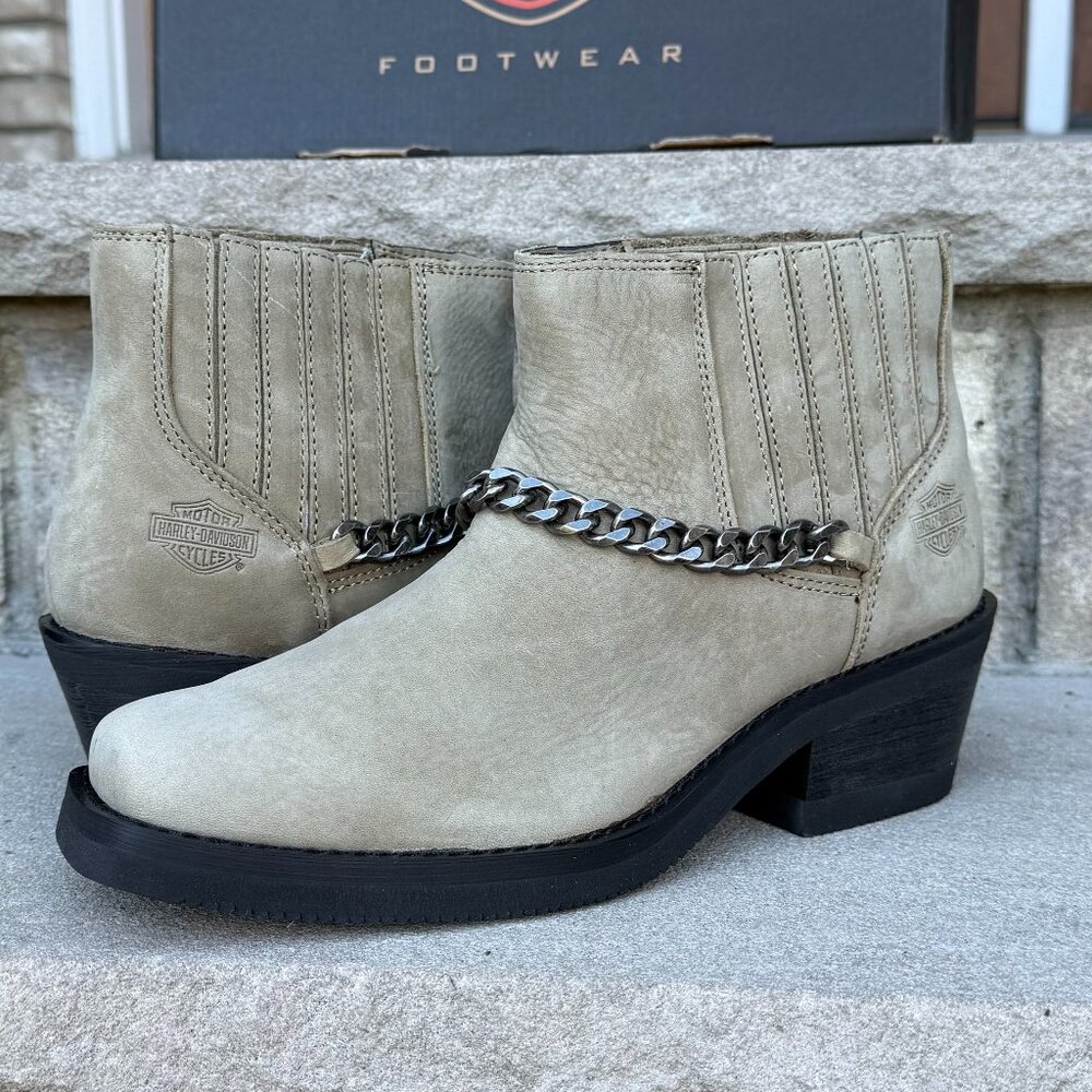 NIB HARLEY DAVIDSON KORSEN CHAIN 9.5 Women's Motorcycle Leather Ankle Boot NEW